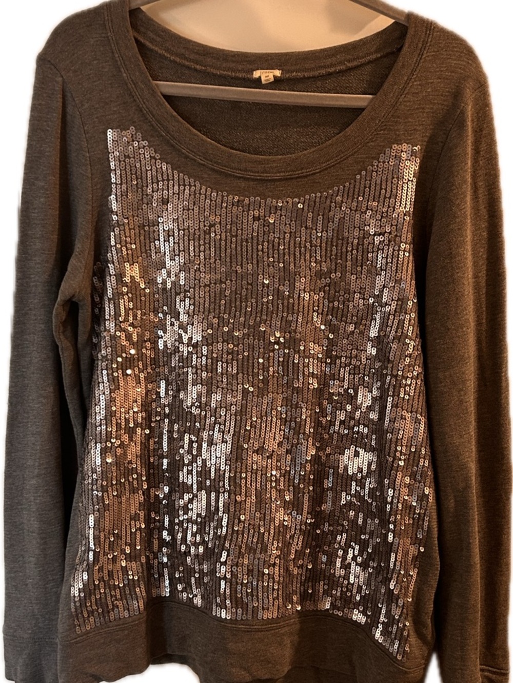 J. Crew Gray Sequin Front Sweatshirt - Picture 2 of 11